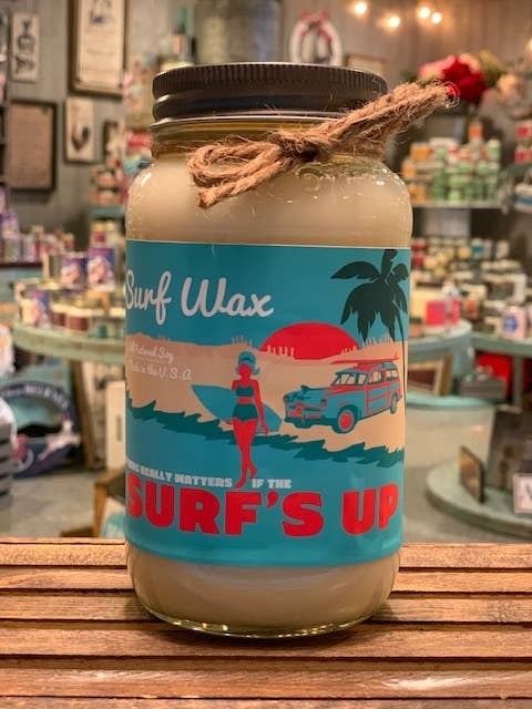 26oz Extra Large Vintage Surf Wax Mason Jar Candle